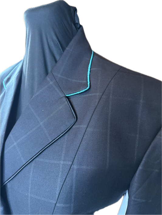 *40 Bust* Black Large Box with Teal Piping