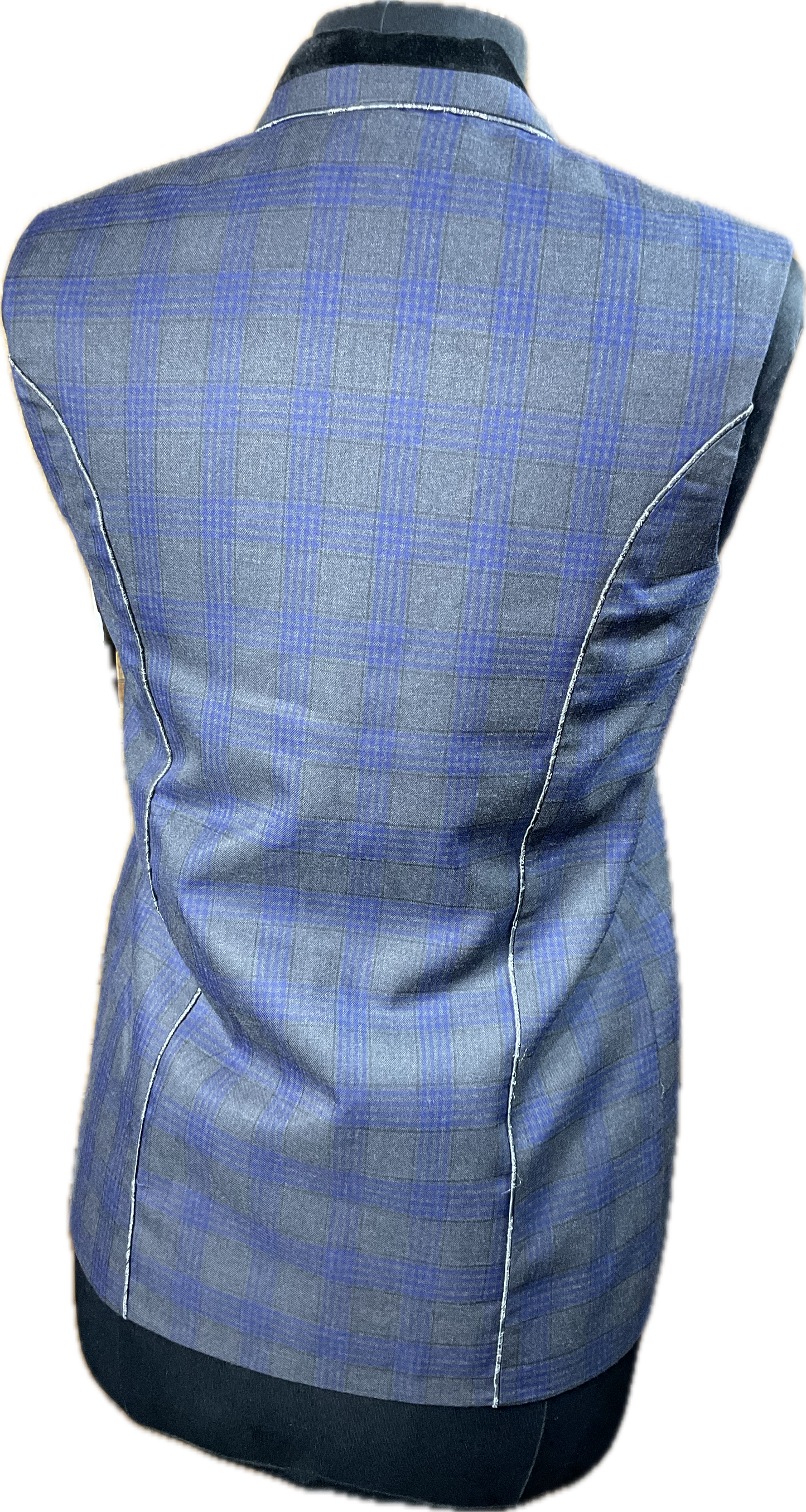 *36 Bust* Grey and navy plaid vest