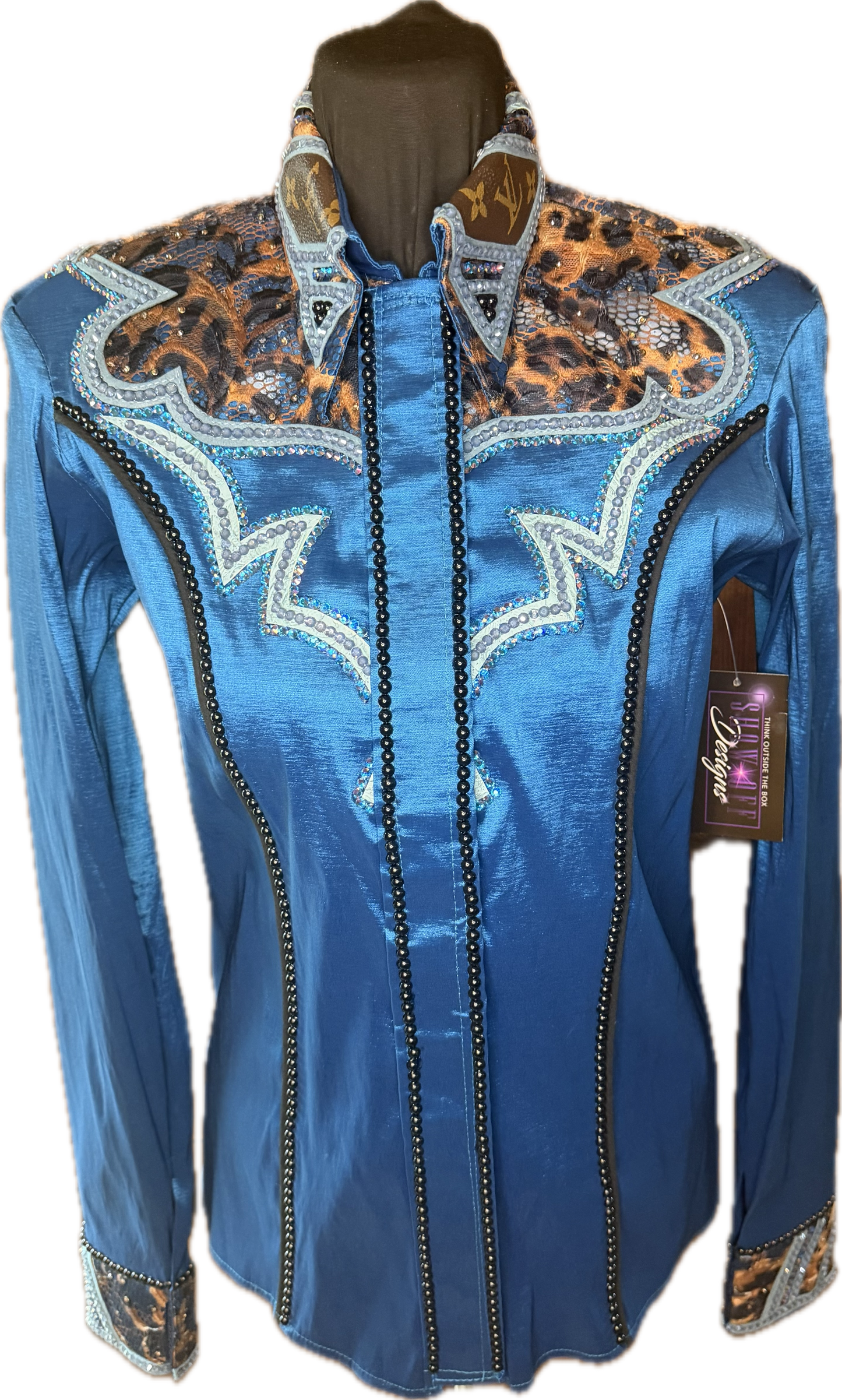 Size Small Turquoise Stretch Taffeta With Leopard and LV