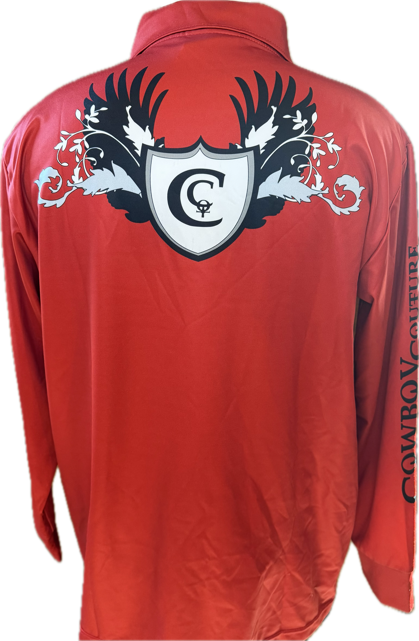 Cowboy Couture Long Sleeve Polo -Men's Rust Size large- (ONE ONLY)