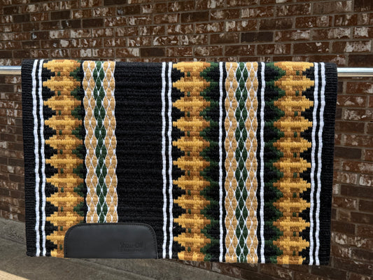 B619 Oversized Saddle Blanket Black, Indian Tan, Sheep Skin, Raw Umber, Hunter Green, White