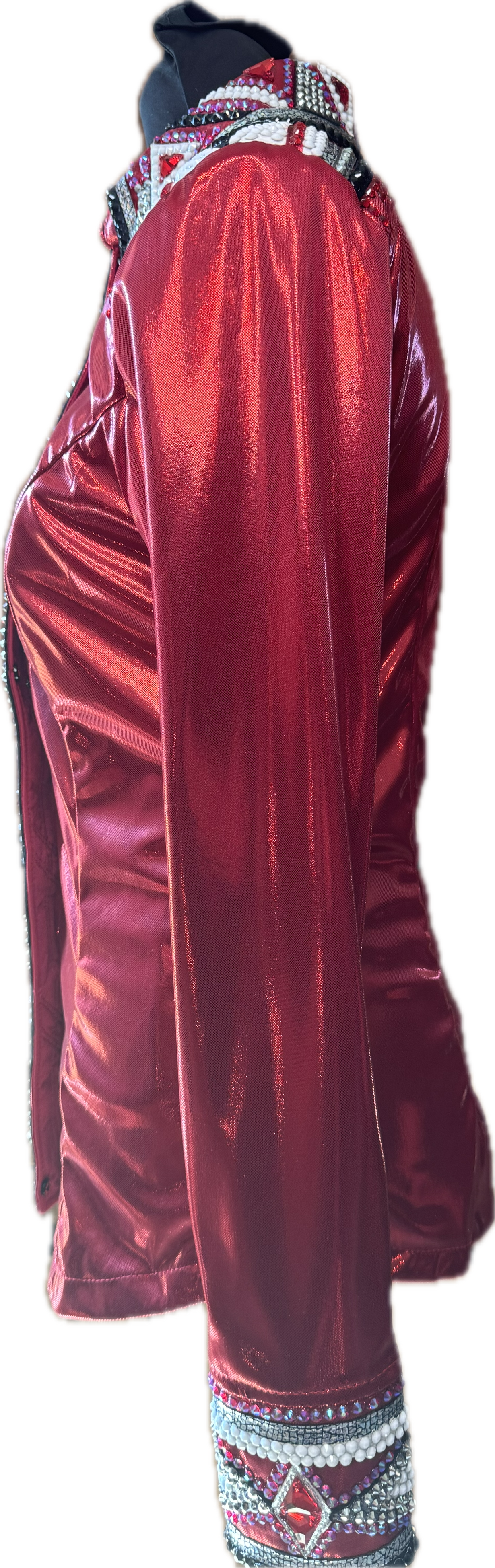 Small Stretch Red Metallic Day Shirt with Black and White