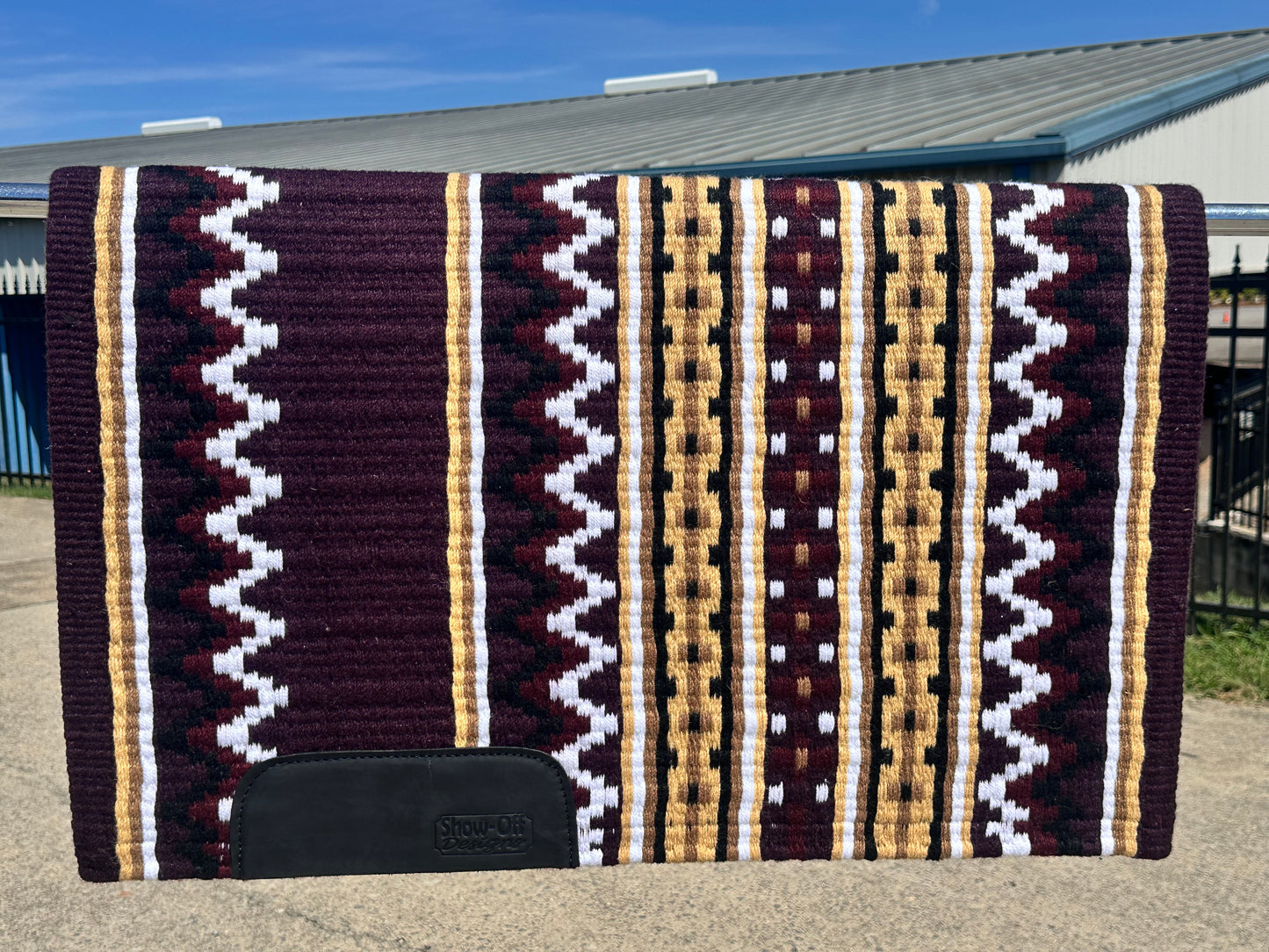 B404 Oversized Saddle Blanket Dark Burgundy, Burgundy, Black, White, Indian Tan, Cream, Raw Umber