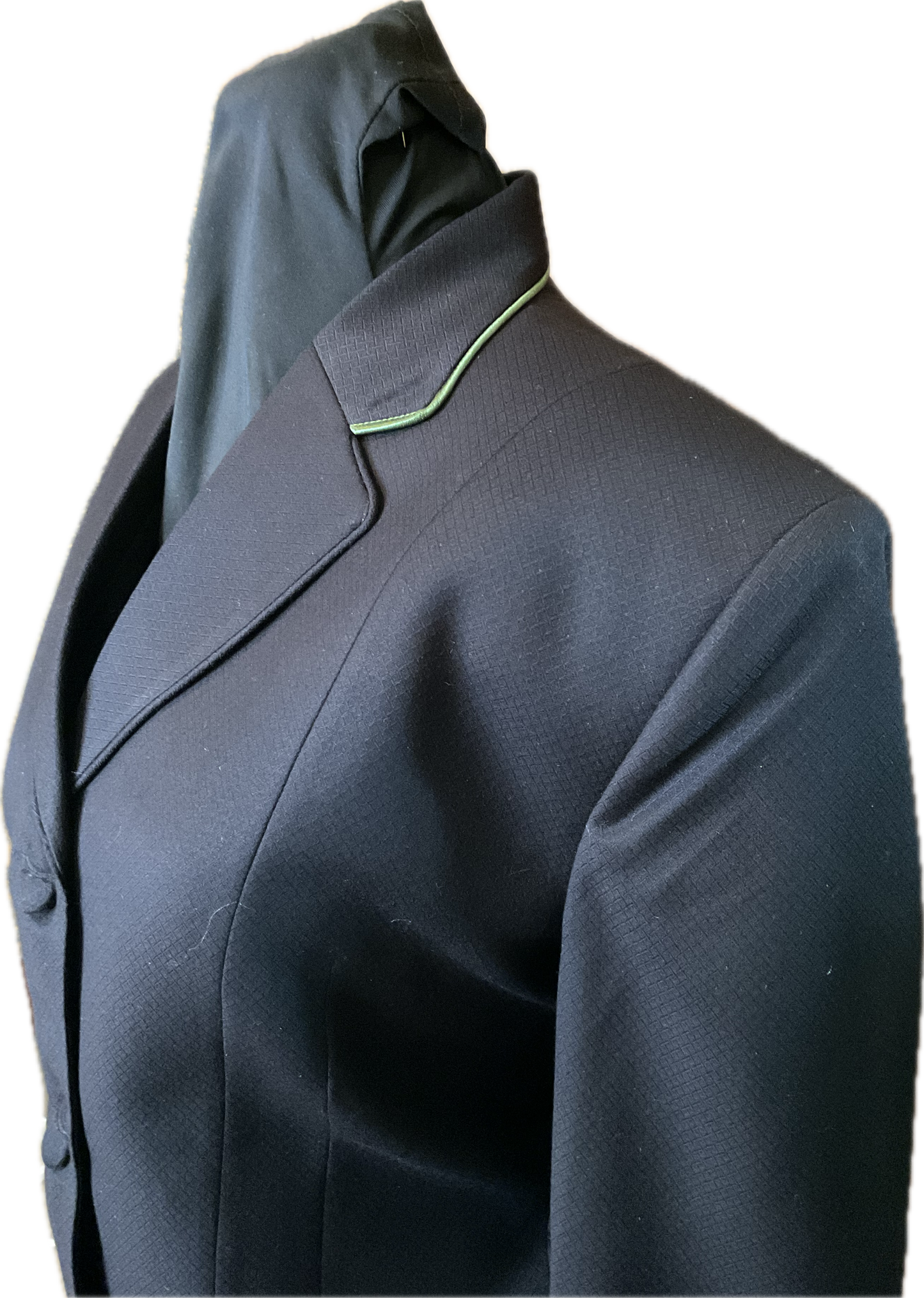 *38 Bust* black with Matching Velvet Collar and Green Piping