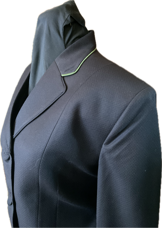 *38 Bust* black with Matching Velvet Collar and Green Piping