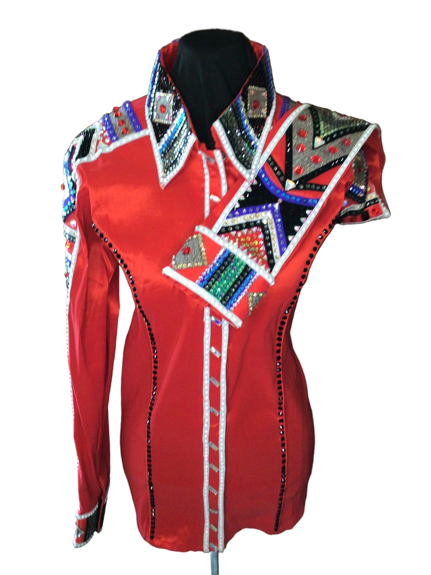 XL Red Stretch Taffeta Day Shirt with Shoulder and Arm Design