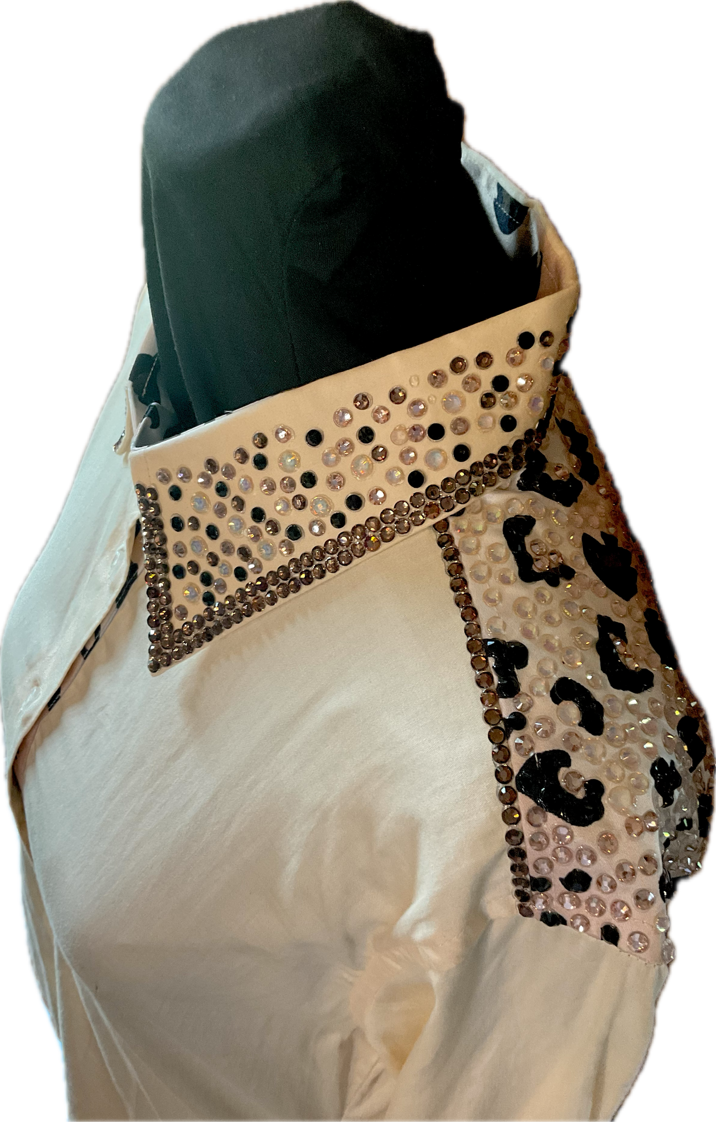 Small Cream Day Shirt Cheetah Print Cotton with Rose Gold Detail