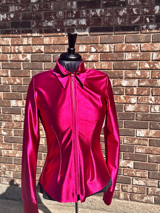 ADULT Plain Zip Up Shirt Raspberry Sheen