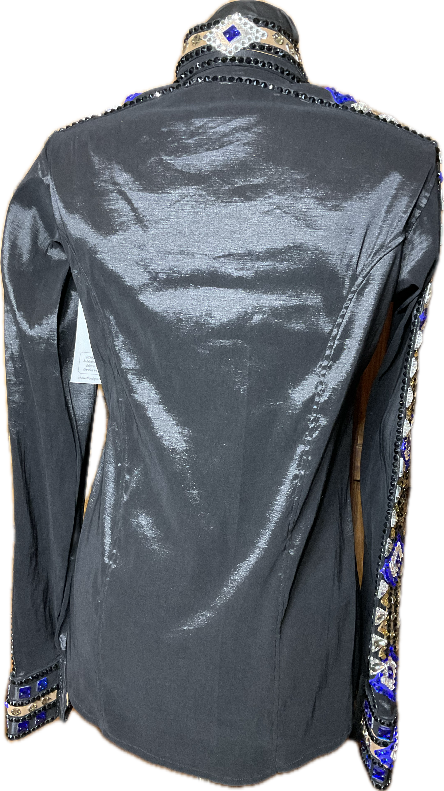 Small Stretch Taffeta Black with Gold, and Royal Blue Accents