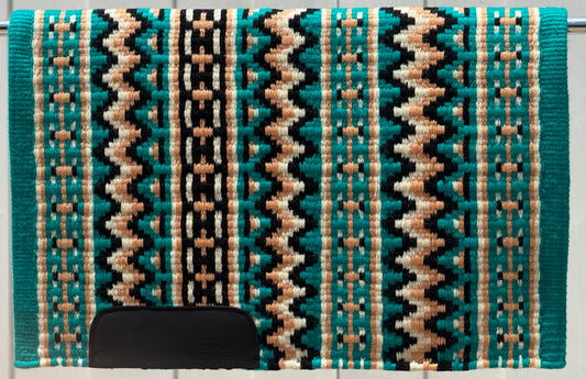 B355 Oversized Saddle Blanket Bright Teal, Cream, Black, Beige