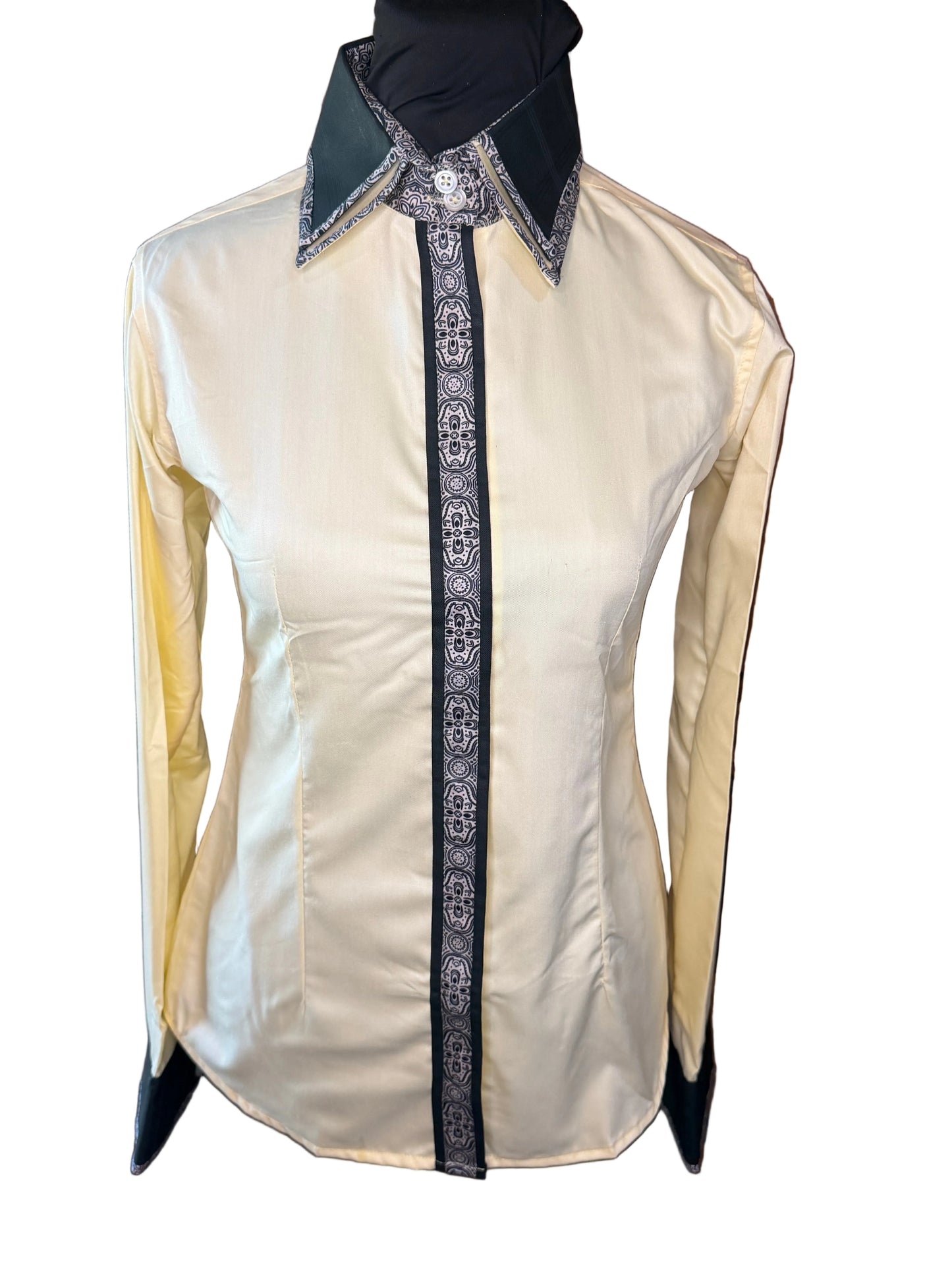 Youth Western Stretch Cotton Shirt **Hidden Zipper** Cream/Black