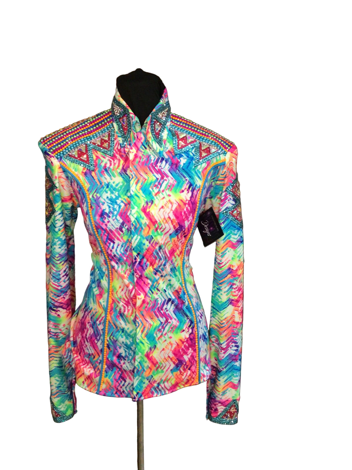 Medium Colorful Stretch Lycra with Colorful Shoulder and Sleeves Details