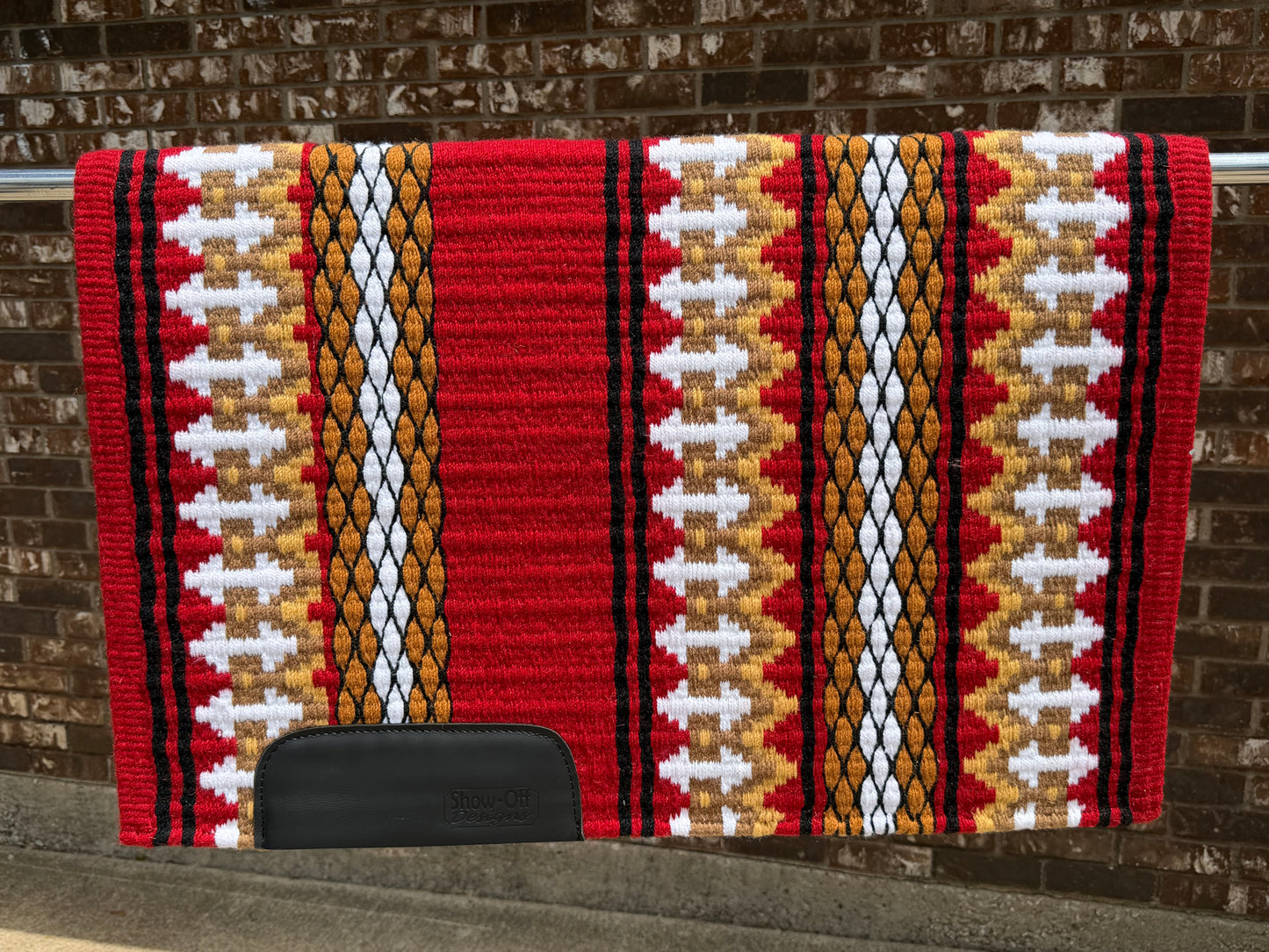 B611 Oversized Saddle Blanket Black, Show Red, Black, White, Raw Umber, Indian Tan, Sheep Skin