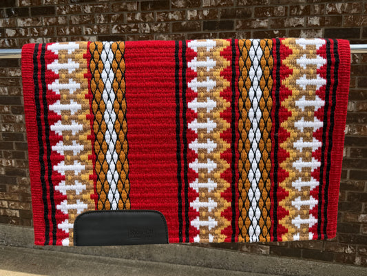 B611 Oversized Saddle Blanket Black, Show Red, Black, White, Raw Umber, Indian Tan, Sheep Skin
