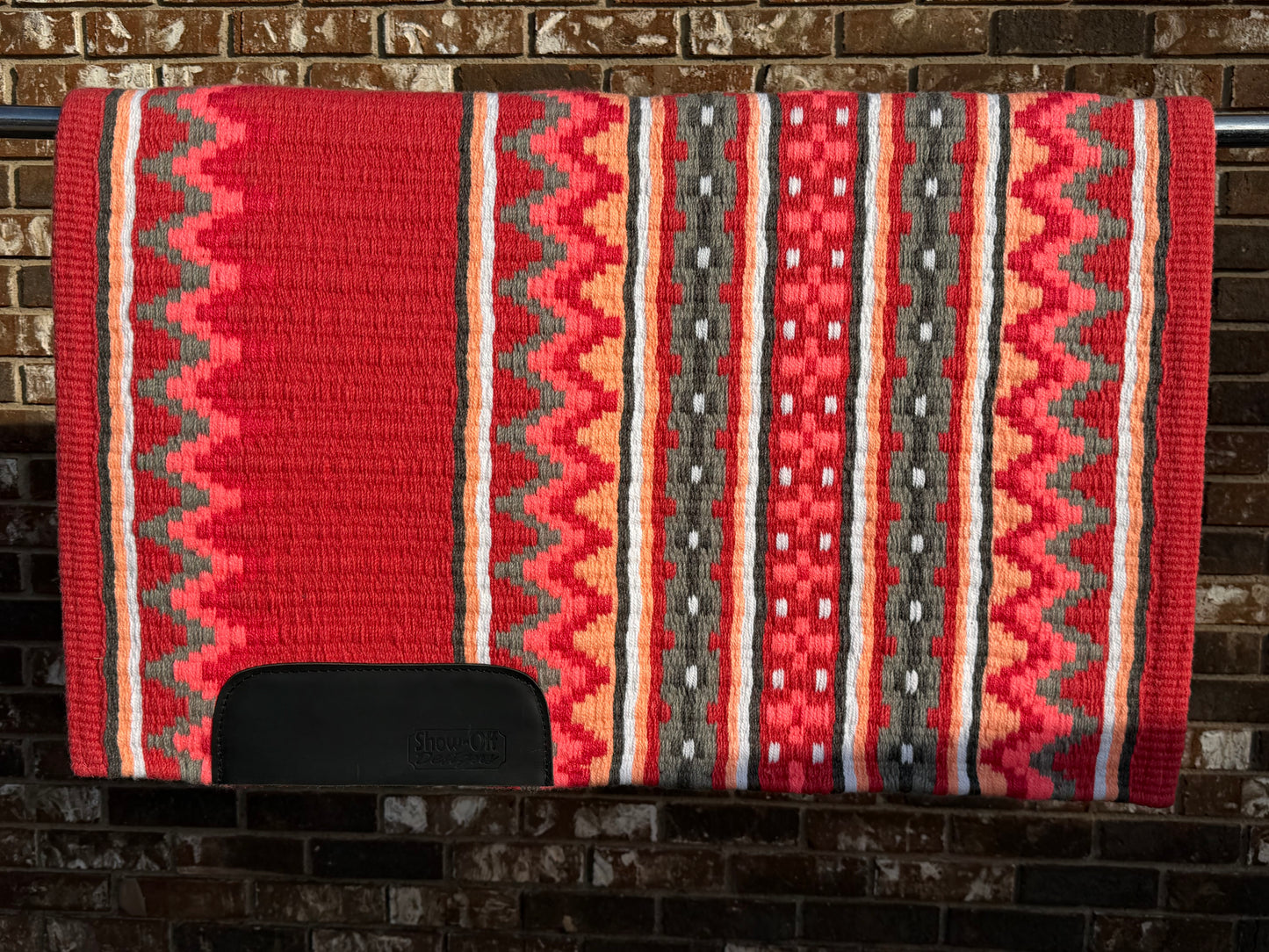 B464 Oversized Saddle Blanket Coral, White, Charcoal, Bright Coral, Peach, Ash
