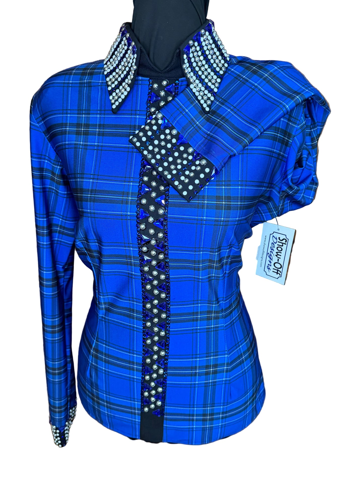 Size Medium Day Shirt. Back Zip Blue Plaid