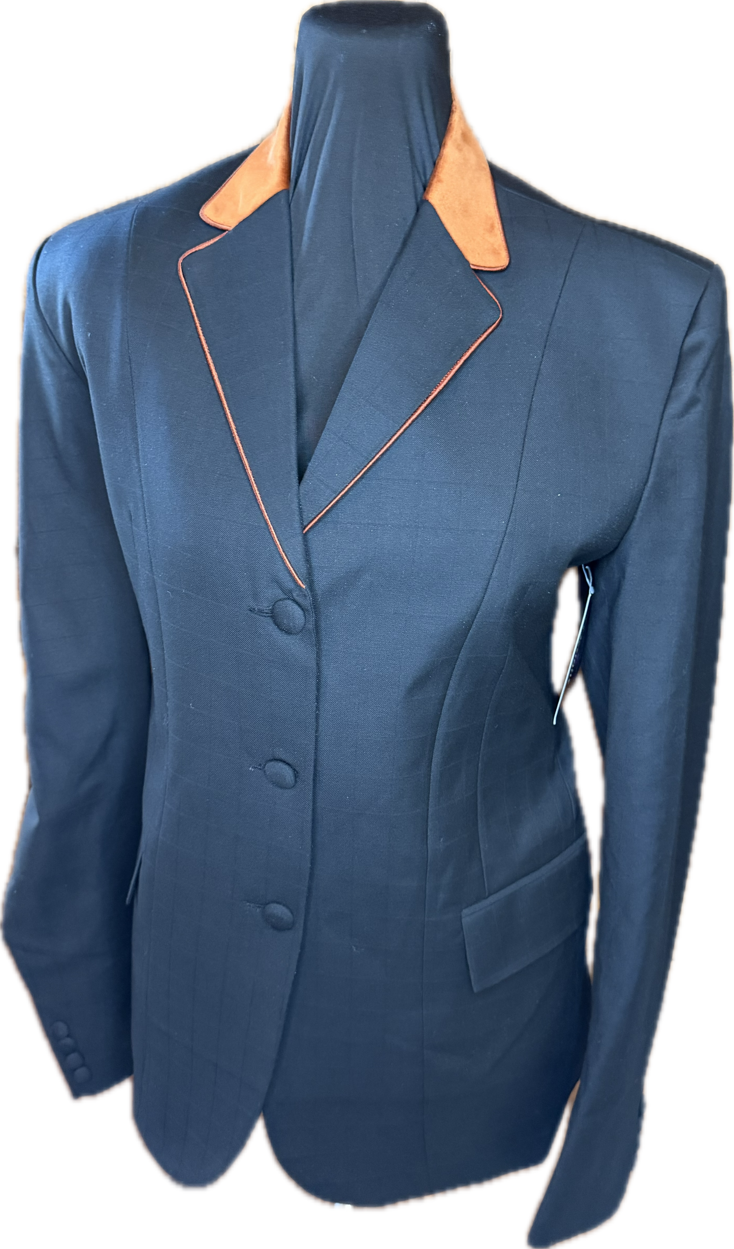 *42 Bust* Black Plaid with Rust Velvet and Piping