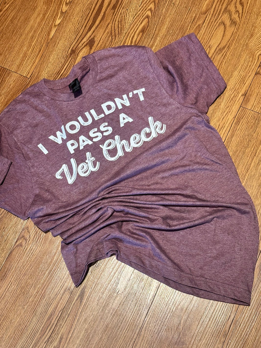 T-Shirt "Vet Check" SMALL in maroon heather