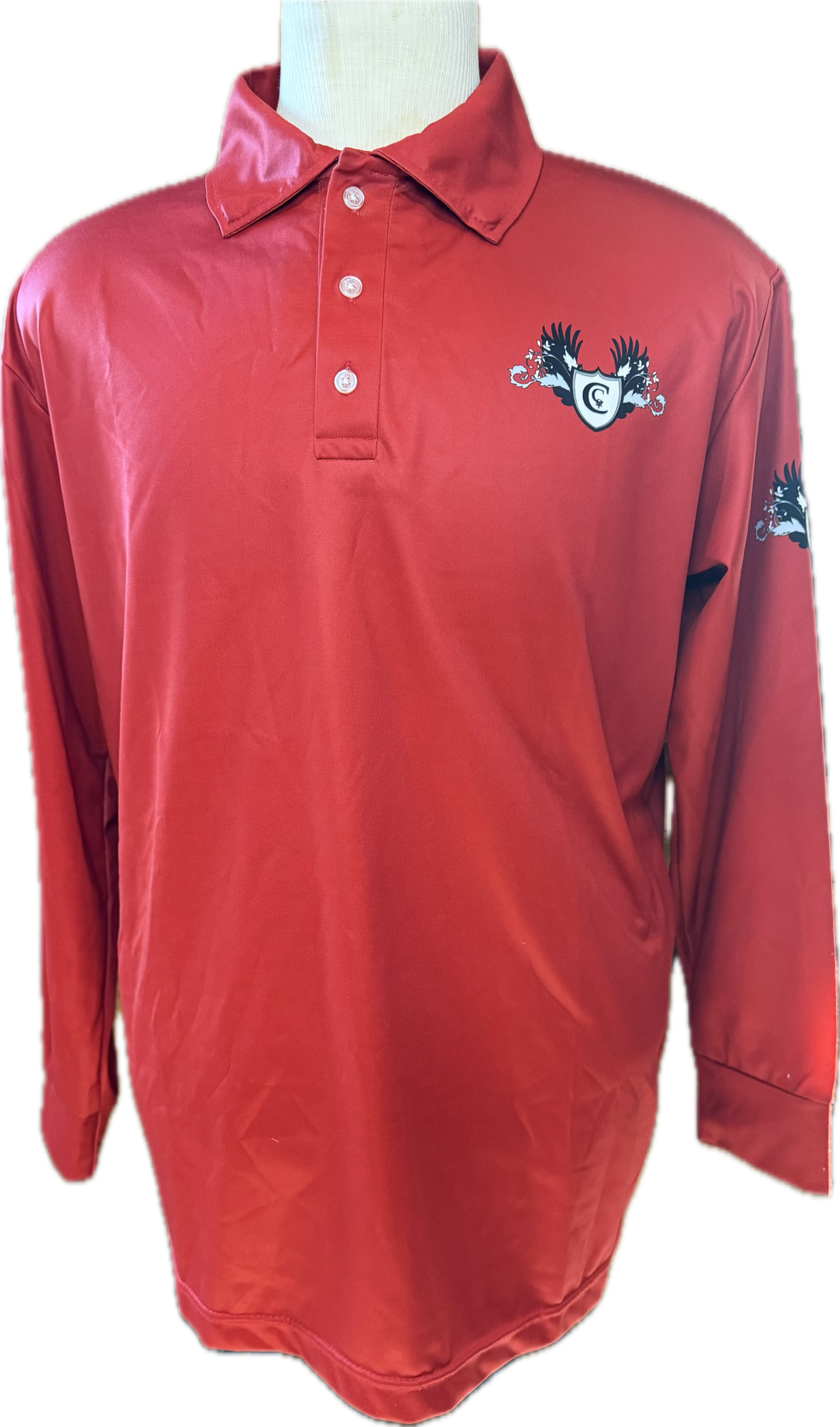 Cowboy Couture Long Sleeve Polo -Men's Rust Size large- (ONE ONLY)