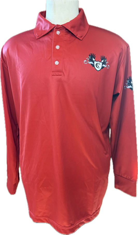 Cowboy Couture Long Sleeve Polo -Men's Rust Size large- (ONE ONLY)