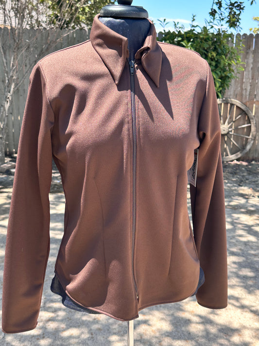 ADULT Plain Zip Up Shirt Brown