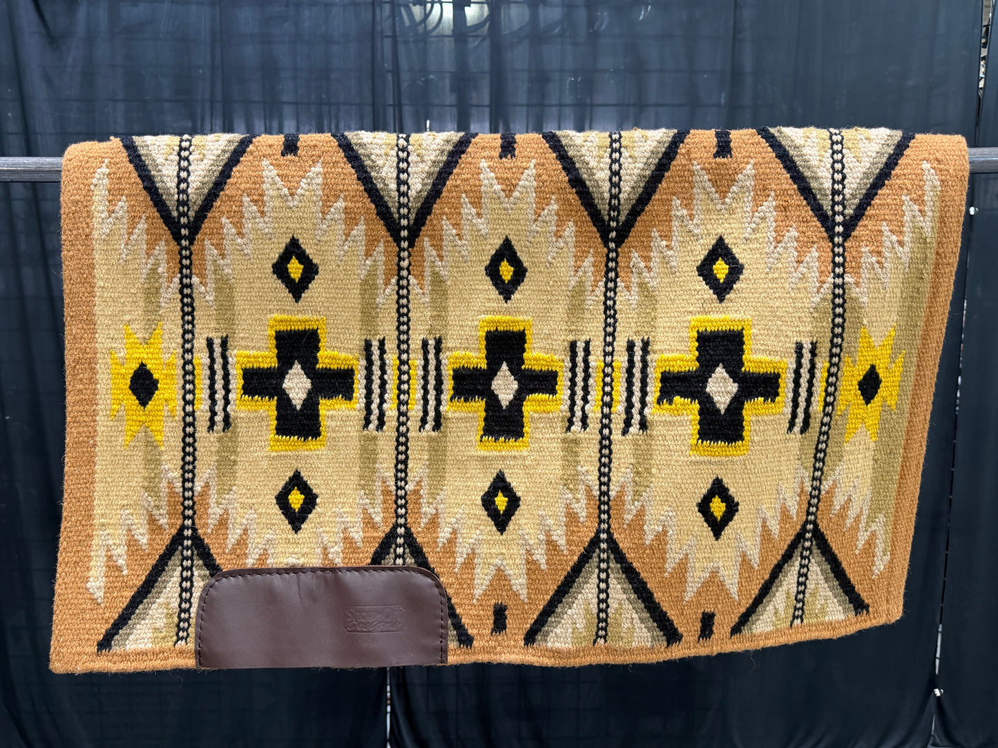 a111 Ranch Oversized Saddle Blanket Indian Tan, Seductive Honey, Fawn, Black, Sheep Skin, Bright Gold