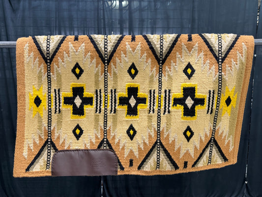 a111 Ranch Oversized Saddle Blanket Indian Tan, Seductive Honey, Fawn, Black, Sheep Skin, Bright Gold