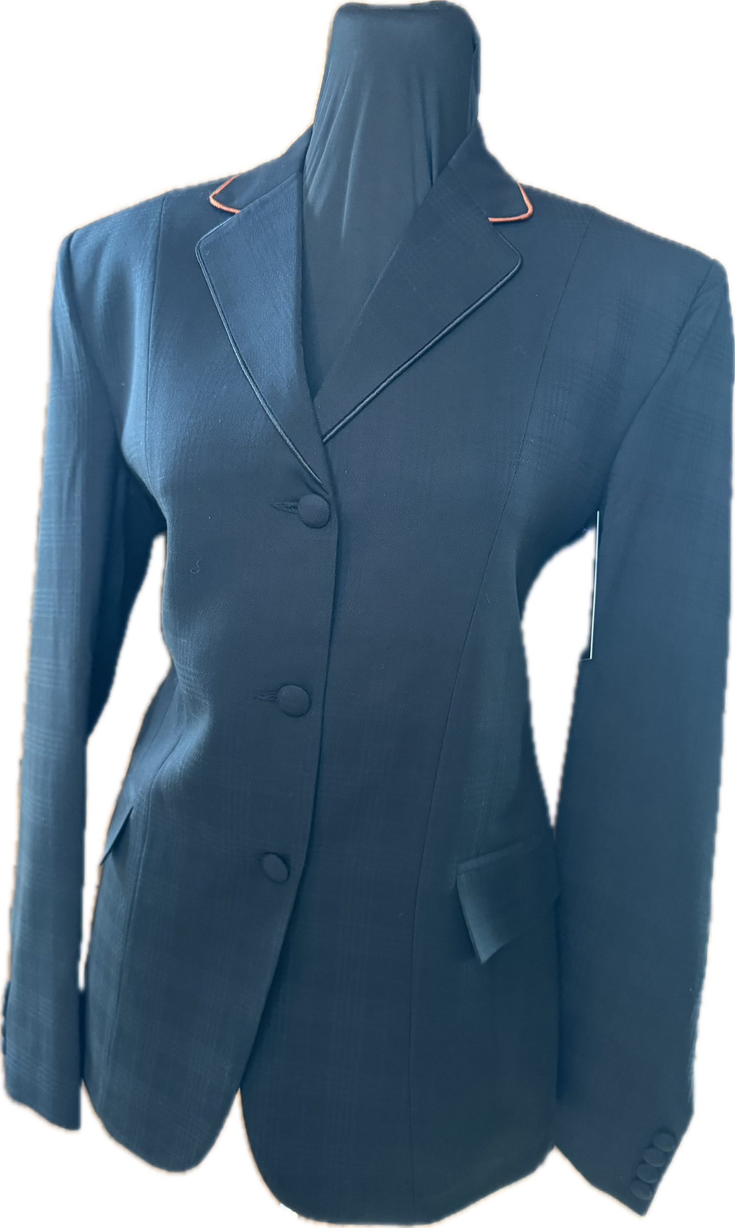 *36 Bust* Black Plaid with Rust Piping