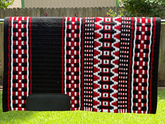 B567 Oversized Saddle Blanket Black, White, Show Red