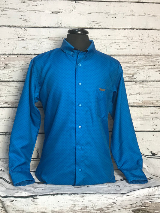 Cowboy Couture Men's Shirt -Dark Teal Carbon Fiber Print