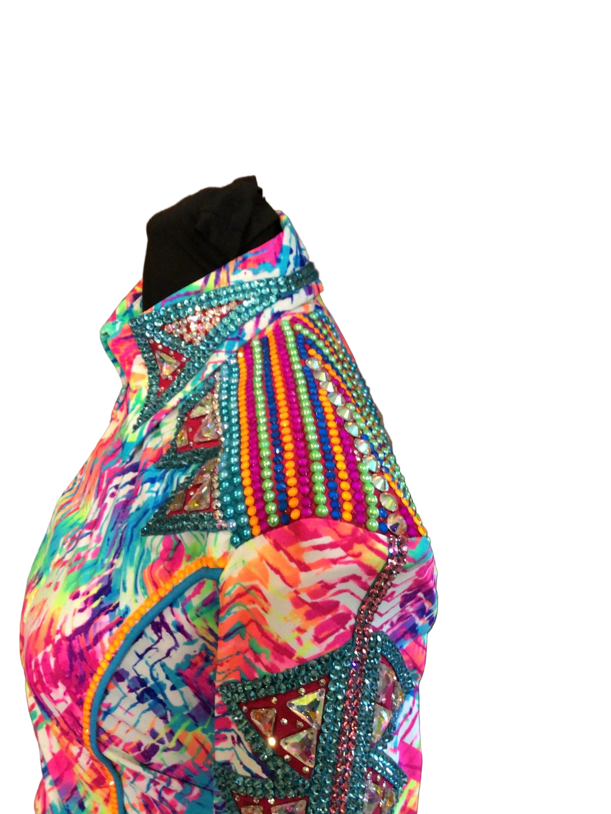 Medium Colorful Stretch Lycra with Colorful Shoulder and Sleeves Details