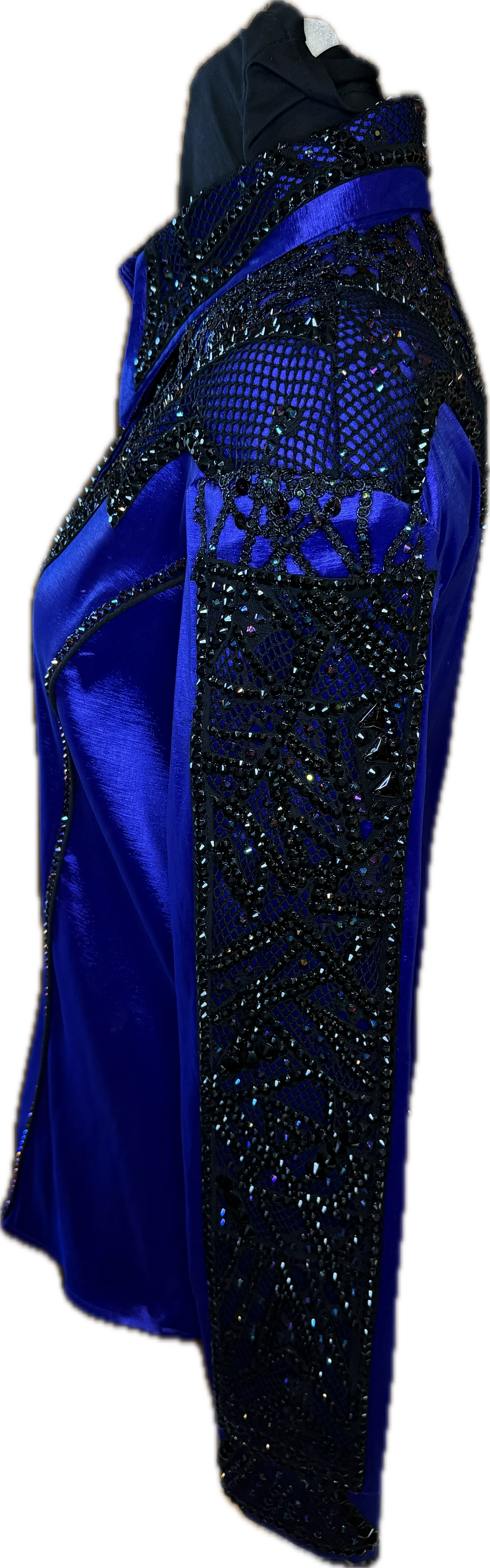 Size Large Purple Stretch Taffeta With Black Retro Design