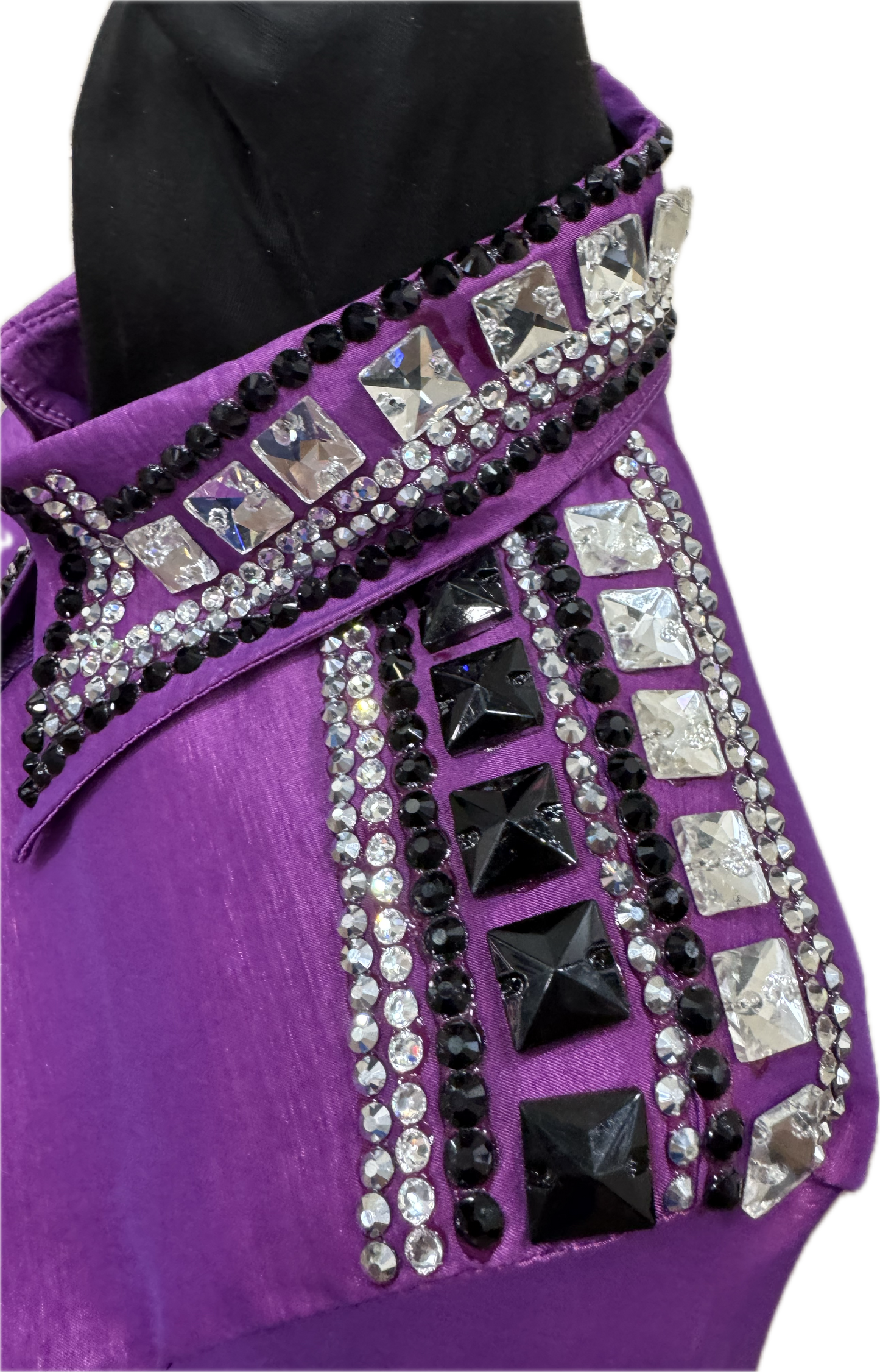 Size Medium Raspberry Stretch Taffeta with Black and Clear Accents