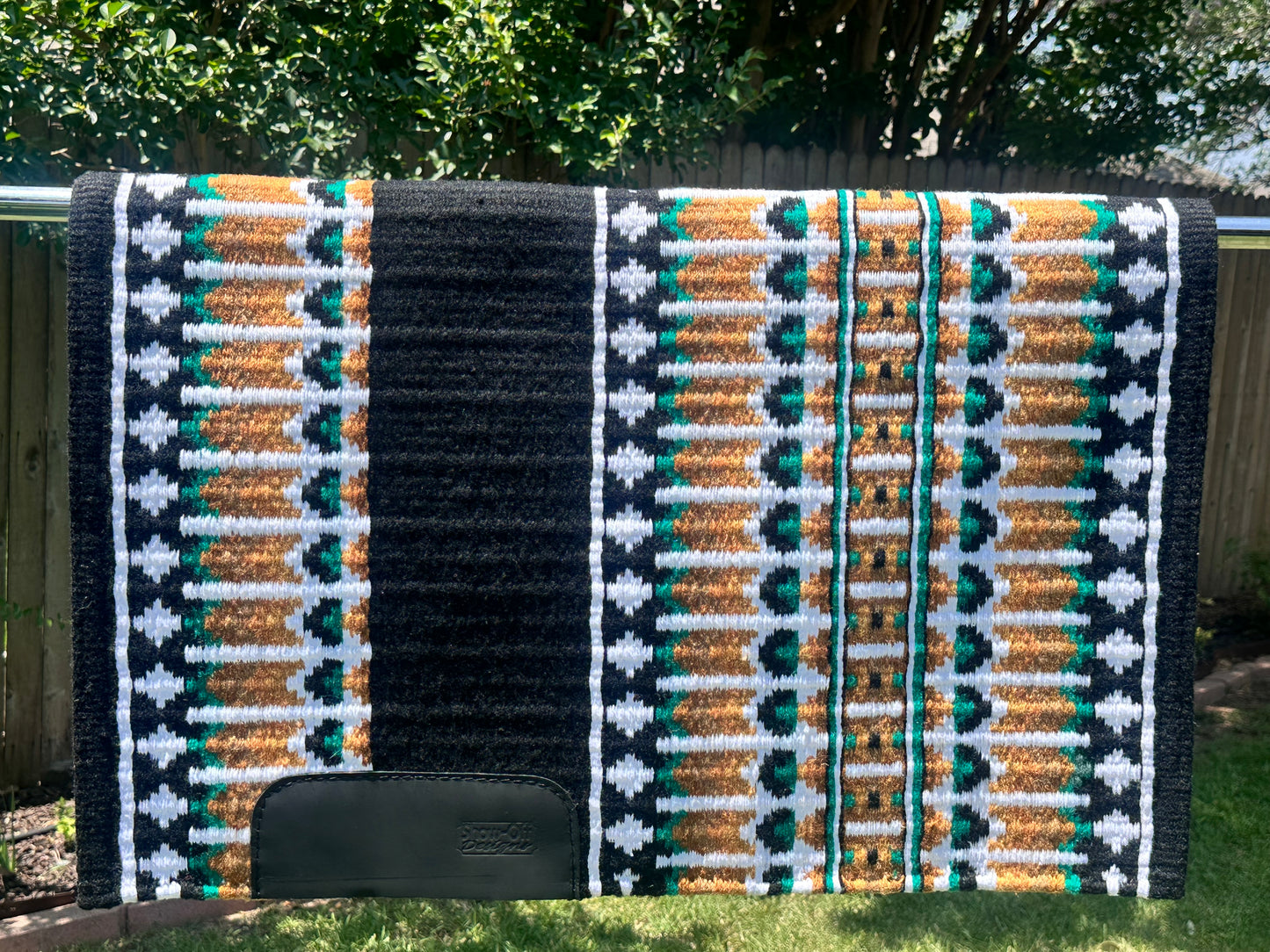 B203 Oversized Saddle Blanket black, white, kelly green, gold, caramel, raw umber