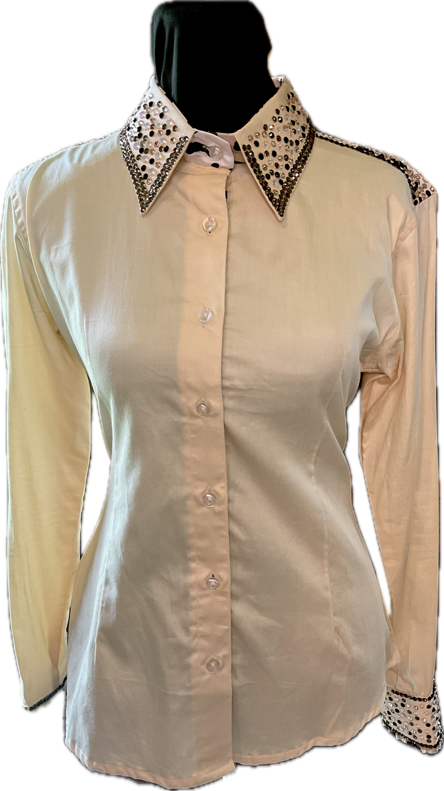 Small Cream Day Shirt Cheetah Print Cotton with Rose Gold Detail