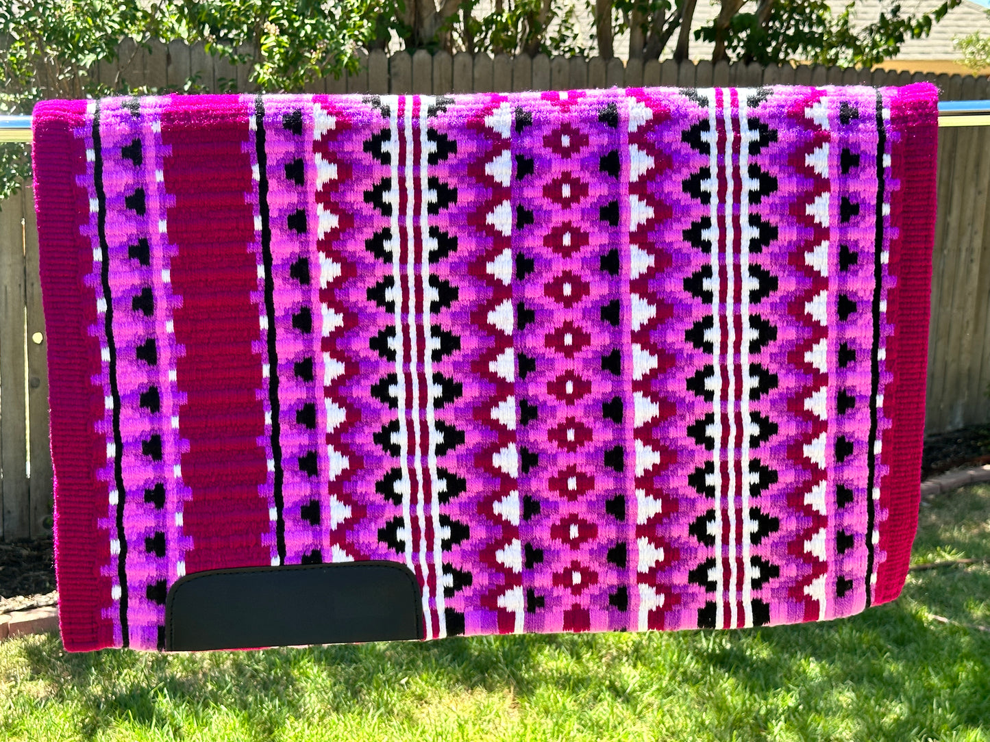 322  oversized saddle blanket fuchsia Lavander cranberry pink white black