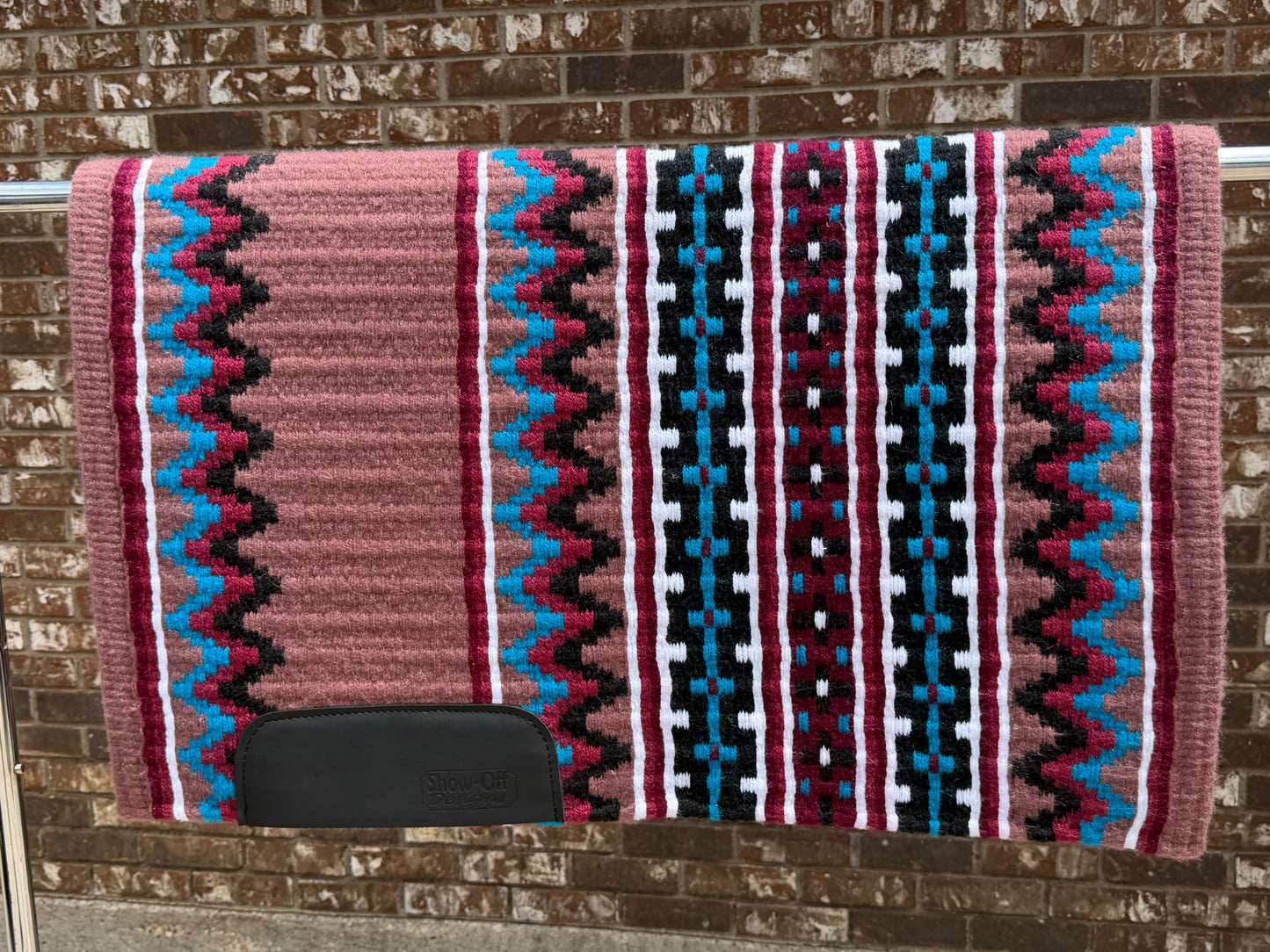 B615 Oversized Saddle Blanket Dark Rose, Burgundy, Brick Red, Black, White, Turquoise