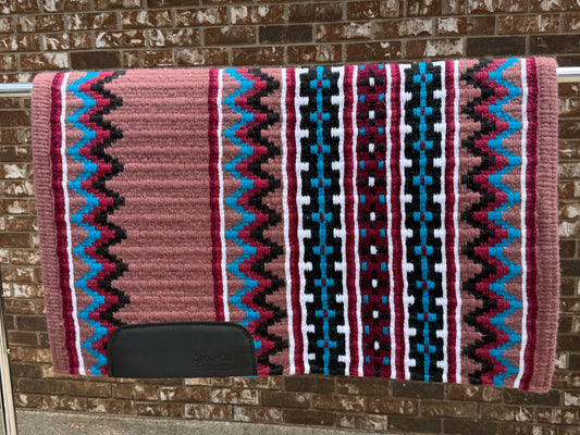 B615 Oversized Saddle Blanket Dark Rose, Burgundy, Brick Red, Black, White, Turquoise