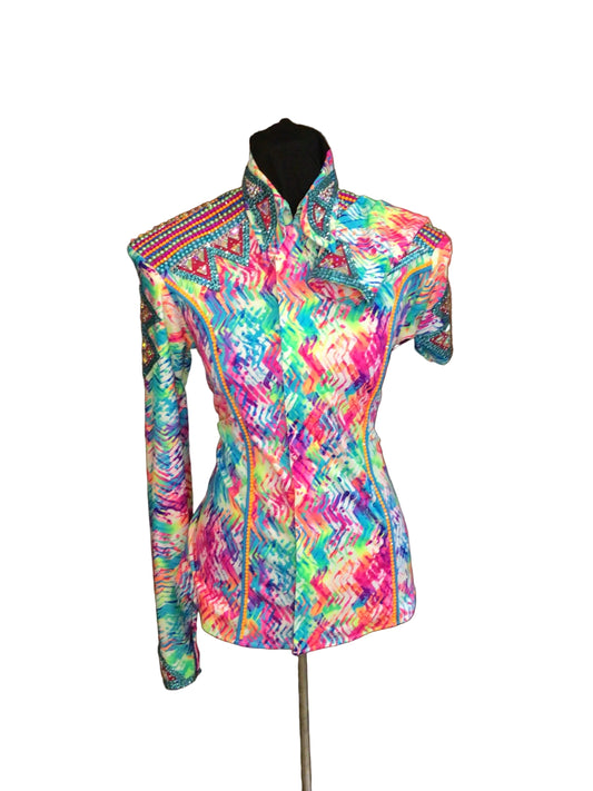 Medium Colorful Stretch Lycra with Colorful Shoulder and Sleeves Details