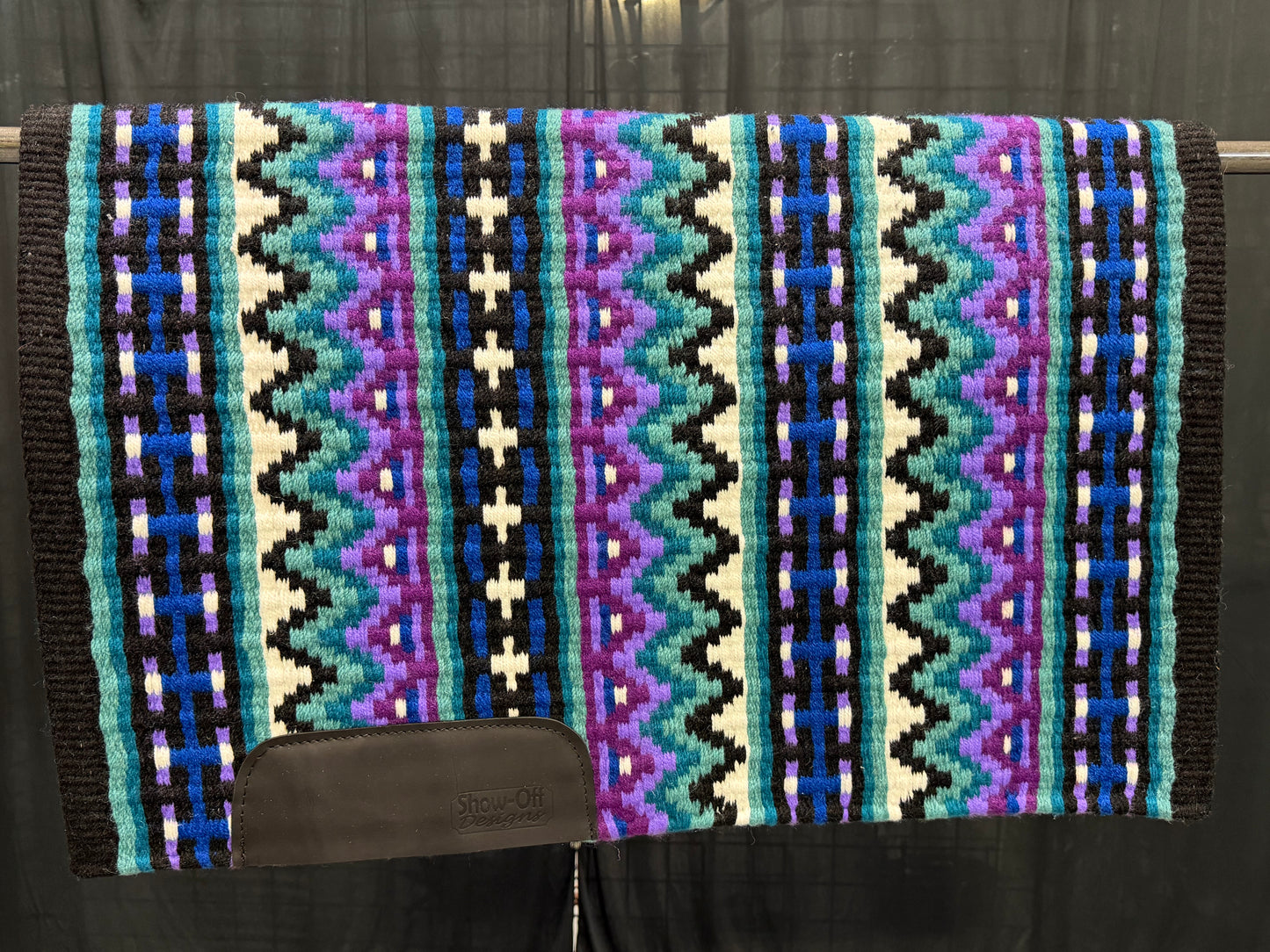 B594 Oversized Saddle Blanket Black, Dark Teal, Teal, Bright Lavender, White, Royal Blue