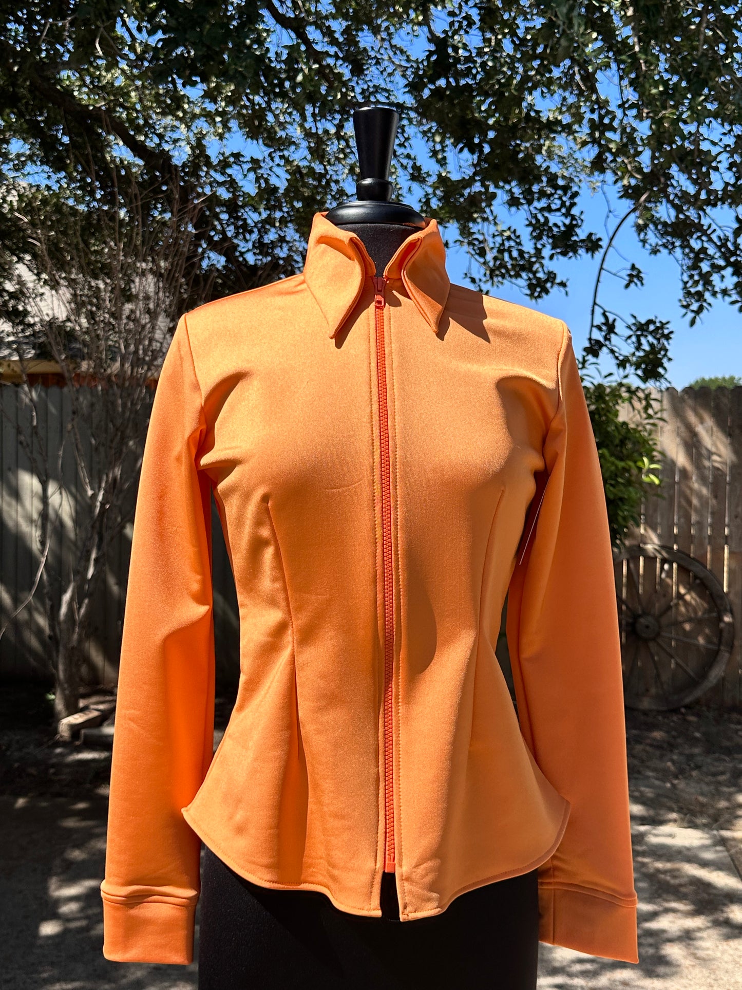 Adult Plain Zip Up Shirt Orange Sheen