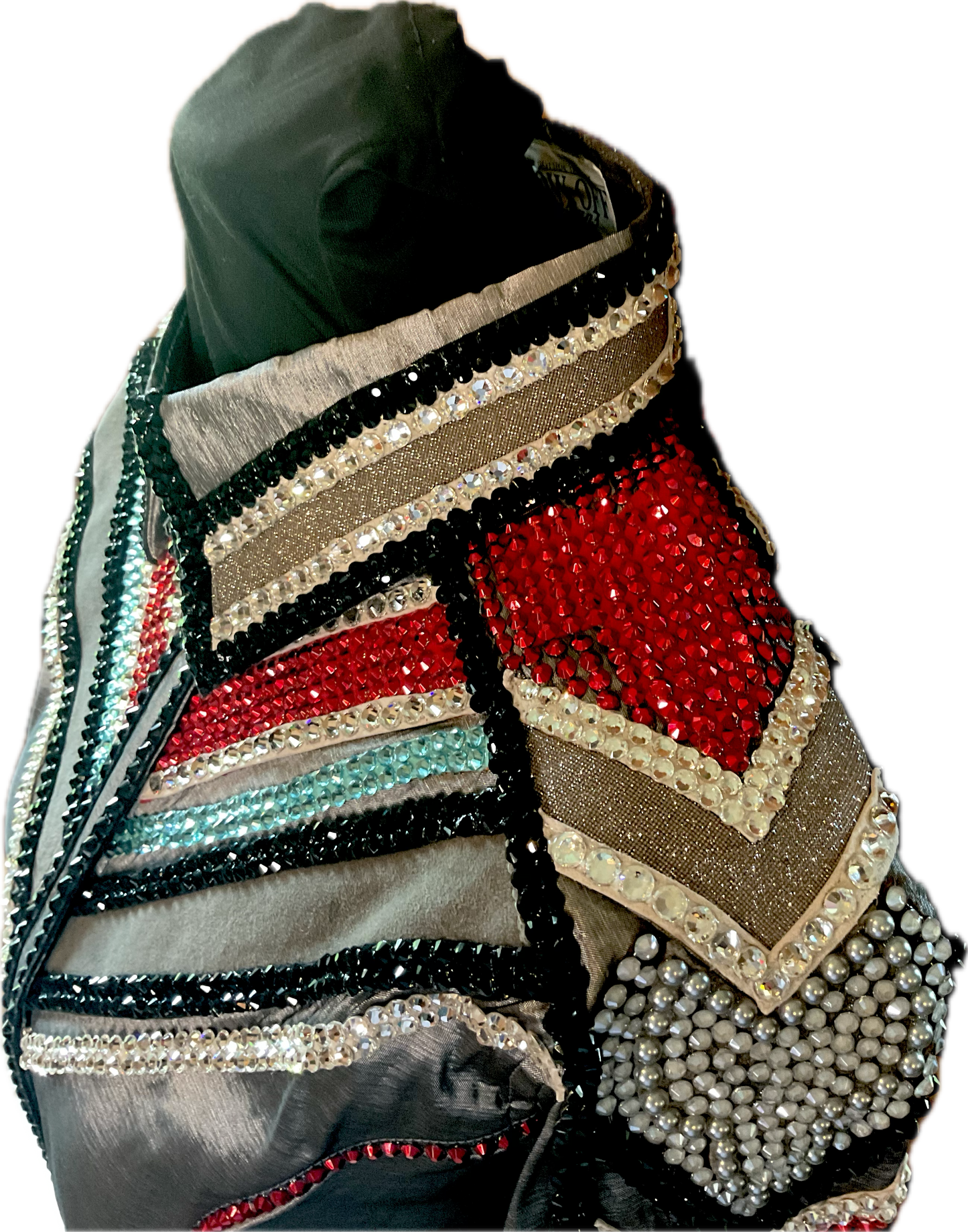 XL Day Shirt Grey Taffeta with Silver, Metallic, Black and Red