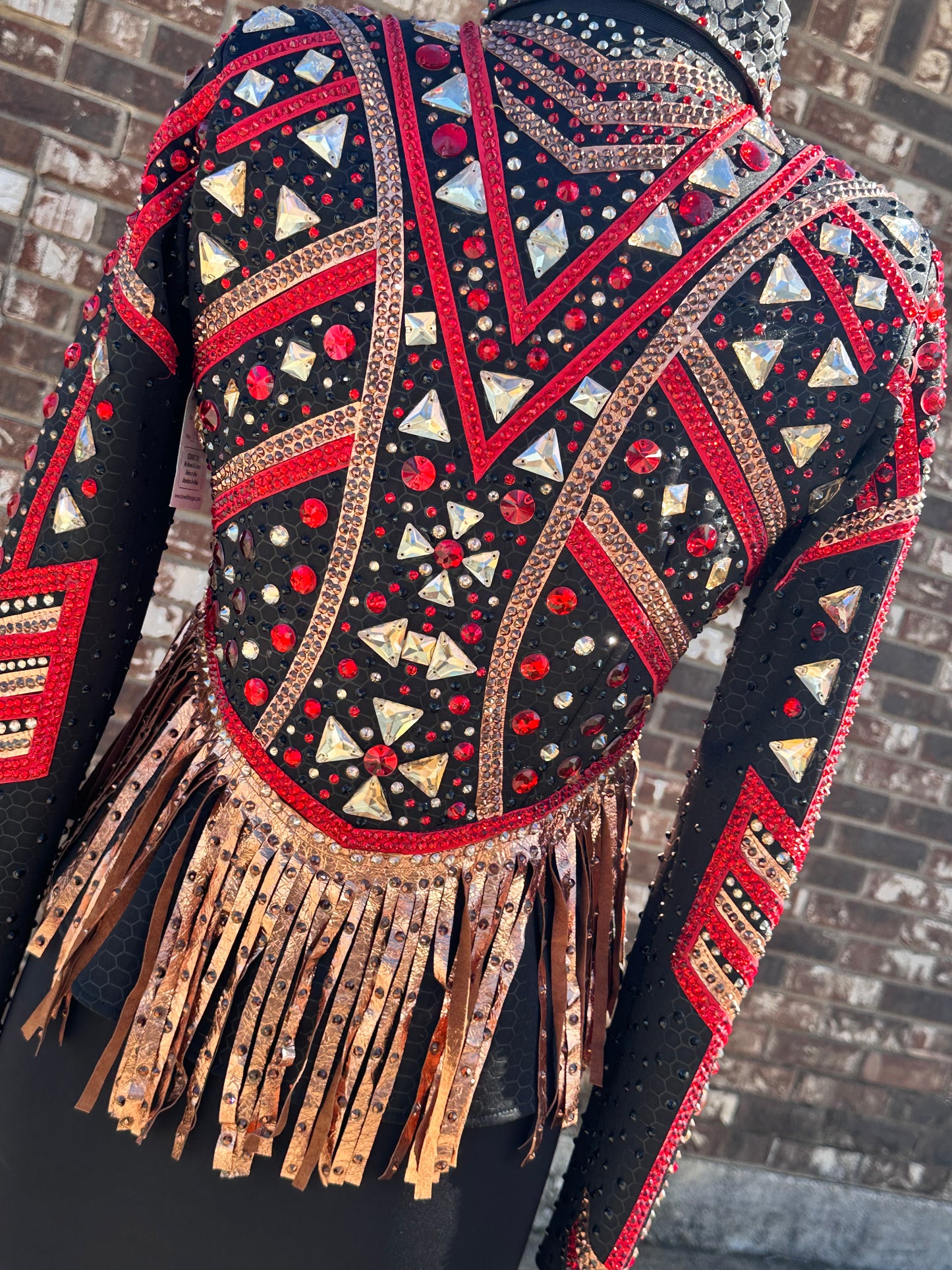 Small Rail Jacket with fringe black and red