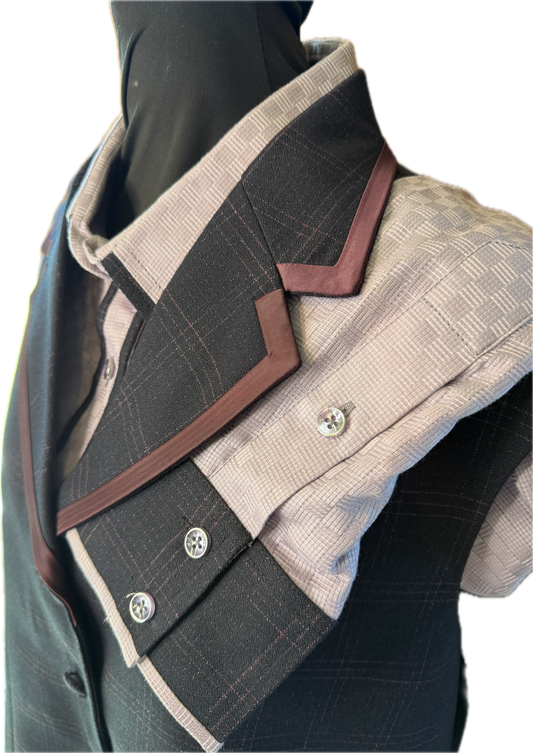 *44 Bust* Vest Set *Black with Purple Sparkle Plaid and Matching shirt