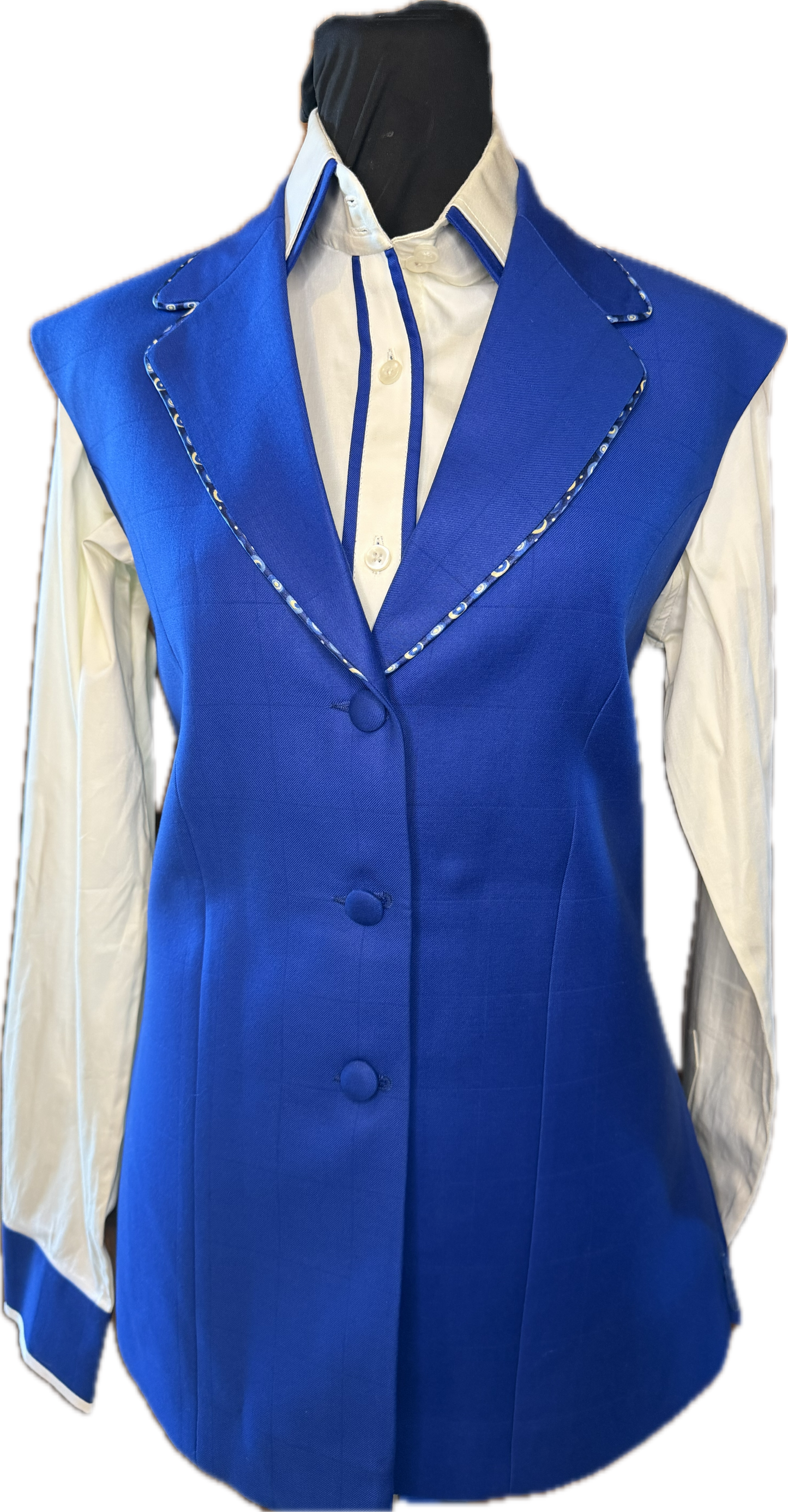 *38 Bust* Vest Set *Bright Royal Blue with Cream Matching Shirt and Belt