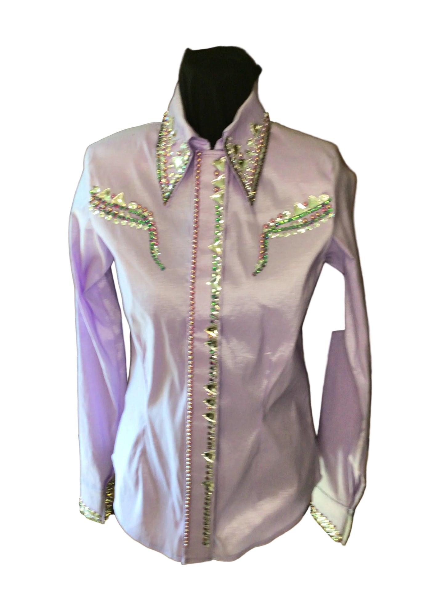 Small Stretch Taffeta Lavender Day Shirt with Reto Crystal Design