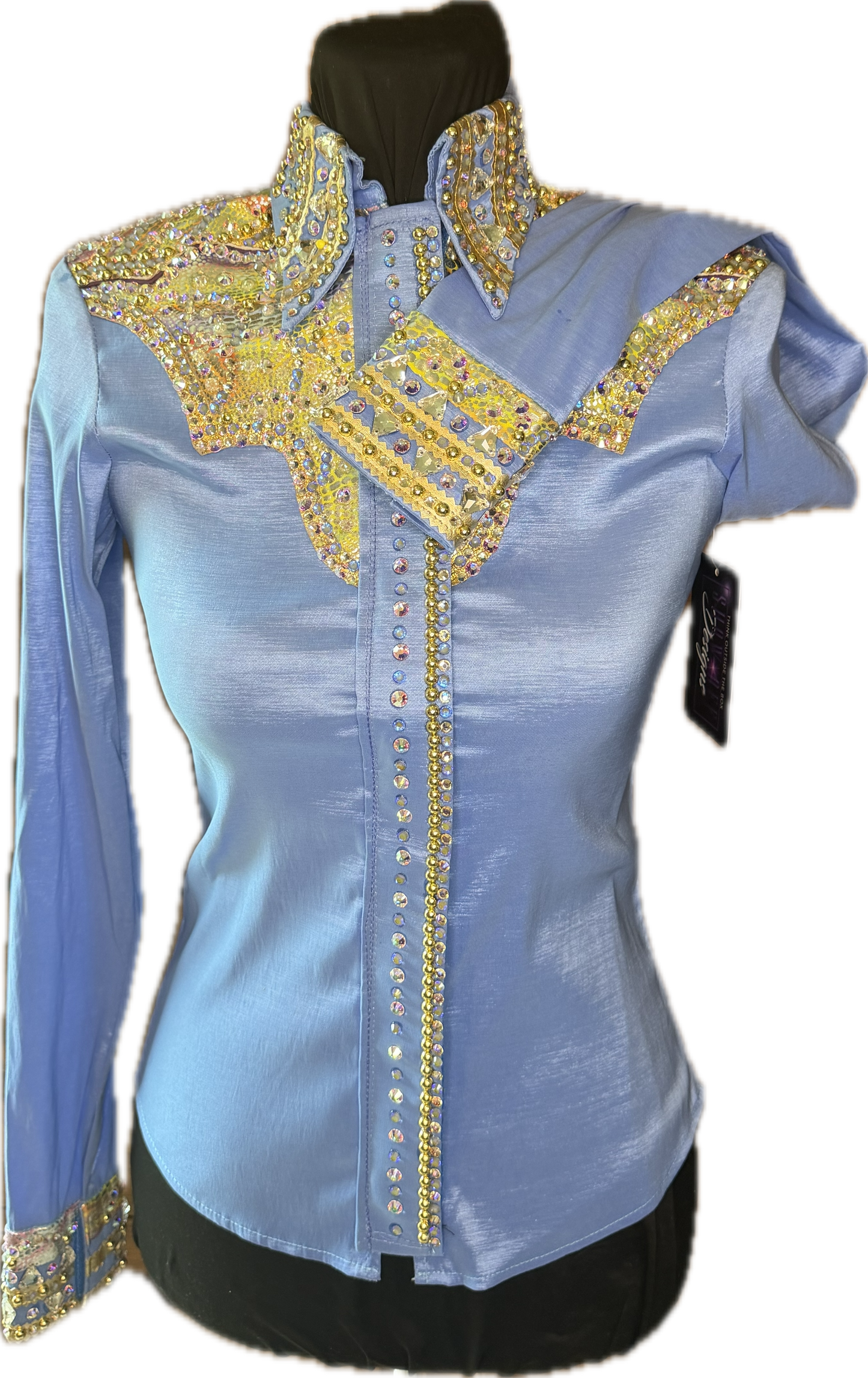 XS Periwinkle Stretch Taffeta with Bright Retro Design