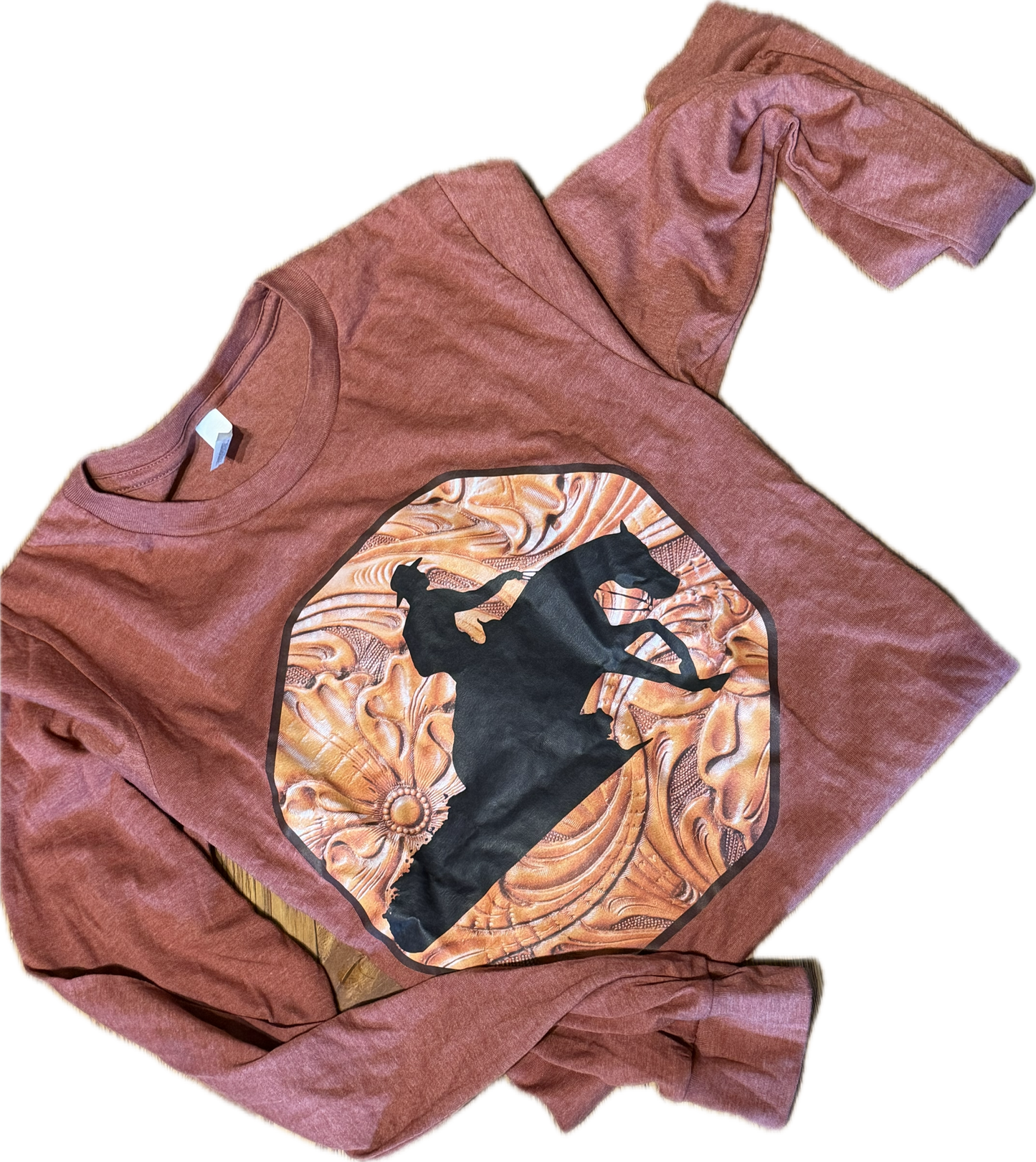 Long Sleeve T-Shirt "Leather Slide?'" XS Rust