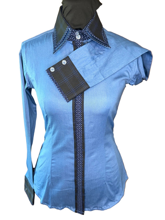 Youth Western Stretch Cotton Shirt **Hidden Zipper** Denim Blue