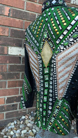 Large Showmanship Jacket Green and Gold Beauty!